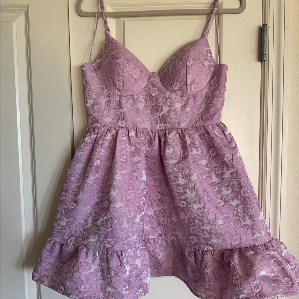 Lena Dixie Jacquard Mini Dress in lilac NWT